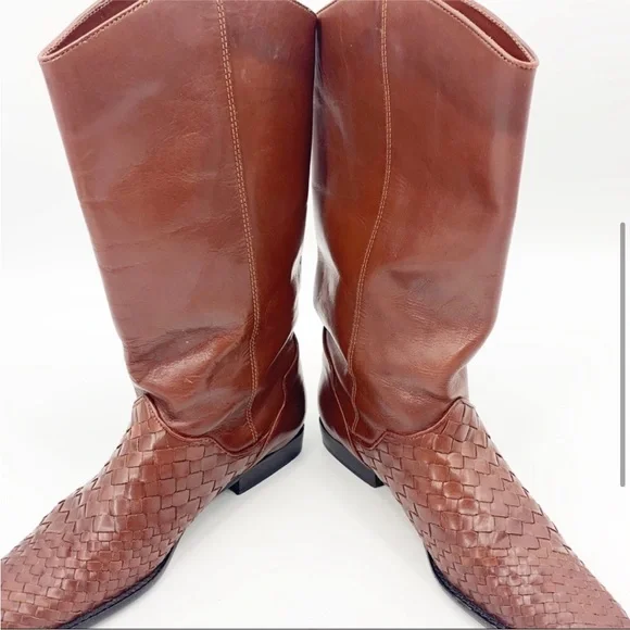Vintage Basket Weaved Leather Riding Boots - Picture 4 of 5